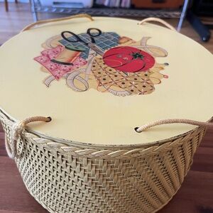 Yellow Woven Sewing Basket